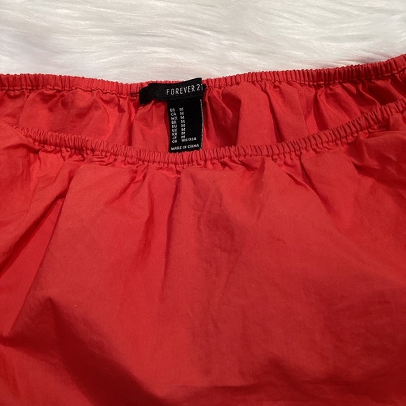 Forever21 Orange Cropped Top Gartered with
Front Flap Off Shoulder - Picture 4 of 4